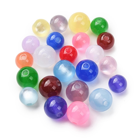 Бусины из смолы с имитацией кошачьего глаза, круглые