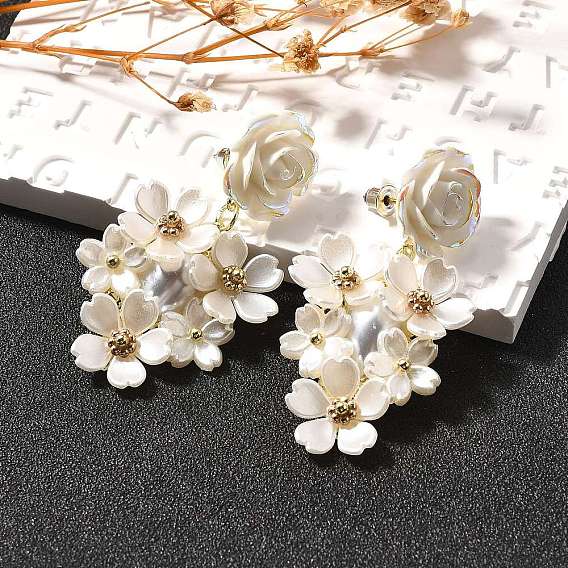 Серьги-гвоздики из сплава и 925 стерлингового серебра и акрила, цветок