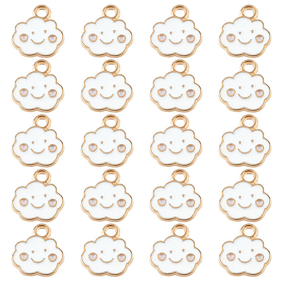 150Pcs Alloy Enamel Charms, Cloud with Smile Face