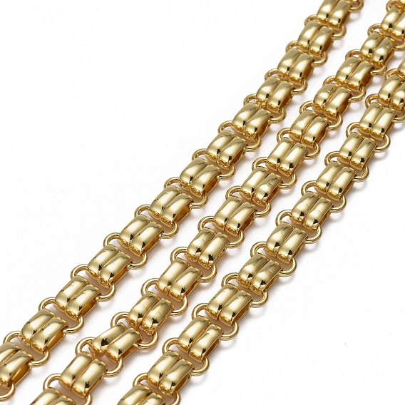 Handmade Brass Link Chains, with Spool, Long-Lasting Plated, Unwelded