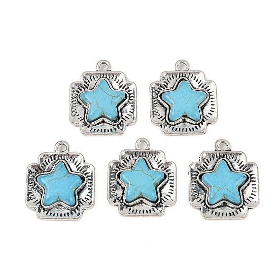 Синтетические бирюзовые подвески, крест со звездочками, с настройки сплава, без кадмия и без свинца