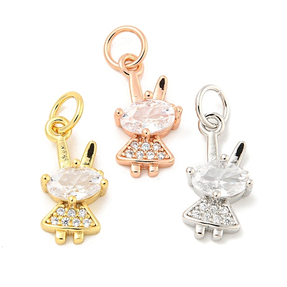 Покрытие стойки латунь микропаве прозрачные подвески из кубического циркония, долговечный, с прыжковых колец, без свинца и без кадмия, кролик