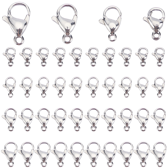 80Pcs 4 Style 304 Stainless Steel Lobster Claw Clasps, Parrot Trigger Clasps