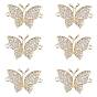 6Pcs Brass Micro Pave Clear Cubic Zirconia Links connectors, Butterfly