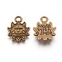 Tibetan Style Alloy Charms, Lead Free and Cadmium Free, 16mm long, 12.5mm wide, 2mm thick, hole: 2mm