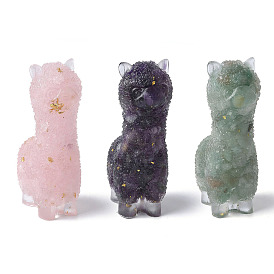 Украшение из смоляной альпаки, с кусочками натуральных драгоценных камней внутри статуй для украшения домашнего офиса