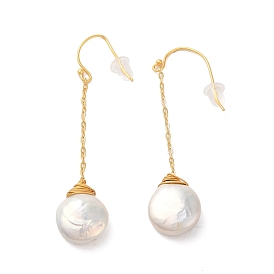 Sterling Silver Dangle  Earrings, with Natural Pearl, Jewely for Women, Teardrop