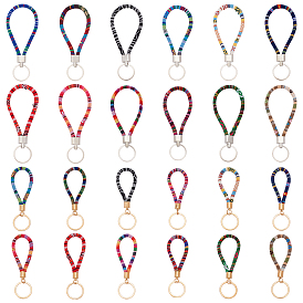 24шт. 24 стили тканевых брелоков, с разъемными кольцами из сплава