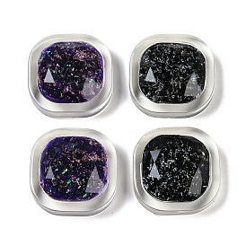 Transparent Epoxy Resin Glitter Powder Decoden Cabochons, Square