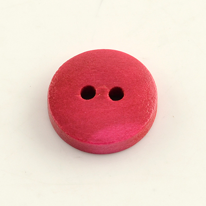 2-Hole Dyed Wooden Buttons, Flat Round, Mixed Color, 20x5mm, Hole: 2mm, about 559pcs/500g