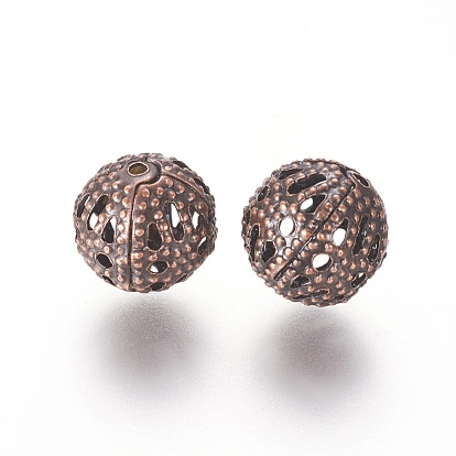 Iron Filigree Beads, Round, 8mm, Hole: 1mm