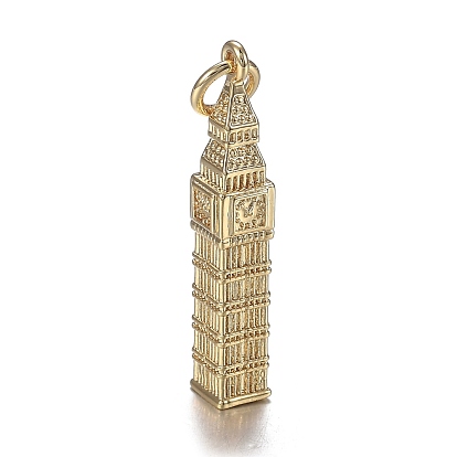 Brass Pendants, with Jump Rings, Long-Lasting Plated, Big Ben