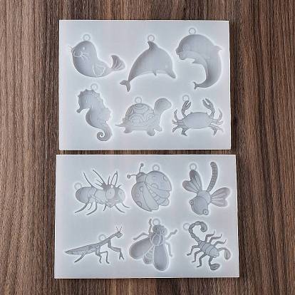 Sea Animals/Insects DIY Silicone Pendant Molds, Resin Casting Molds, For UV Resin, Epoxy Resin Decoration Making