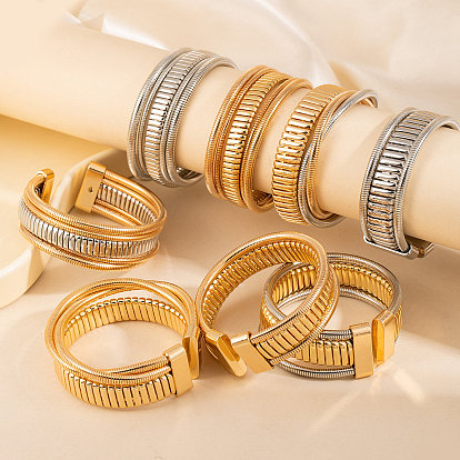 Многослойные железные браслеты-манжеты в виде змеиной цепочки для женщин