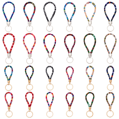 24шт. 24 стили тканевых брелоков, с разъемными кольцами из сплава