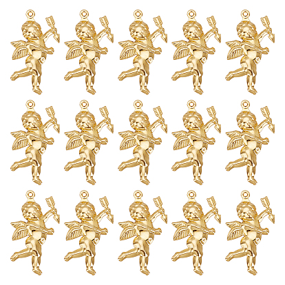 День святого Валентина 304 подвески из нержавеющей стали, Амур, реальный 18 k позолоченный