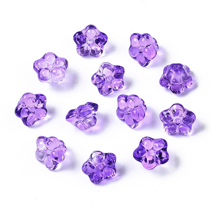 Transparent Spray Painted Glass Beads, Flower