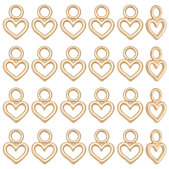 24 латунные подвески шт., полые прелести сердца, без кадмия, без никеля и без свинца