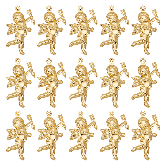 День святого Валентина 304 подвески из нержавеющей стали, Амур, реальный 18 k позолоченный