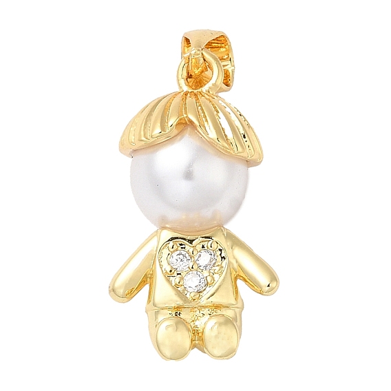 Латунные микро проложить кубического циркония подвески, с пластиковой имитационной жемчужиной, без кадмия и без свинца, долговечный, люди