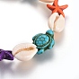 Stretch Bracelets, with Synthetic Turquoise(Dyed) Beads and Shell Beads