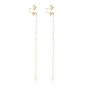 Creative Moon & Star Cubic Zirconia Earring Strap, Brass Cuff Earring with Long Tassel, Bluetooth Headset Anti-lost Earrings