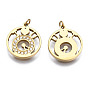 316 Surgical Stainless Steel Charms, with Micro Pave Clear Cubic Zirconia and Jump Rings, Clock