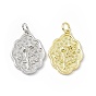 Rack Plating Brass Pendants, Long-Lasting Plated, Lead Free & Cadmium Free, with Jump Ring, Flower Charm