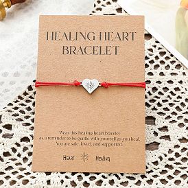 Healing Heart Bracelet: Unique Sun Design, Stainless Steel & Waxed Cord Weave