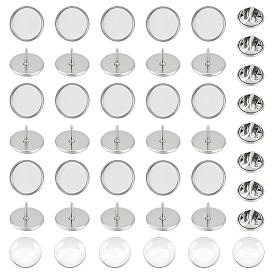 Набор для самостоятельного изготовления броши-купола, в том числе 304 настройки основы броши из нержавеющей стали, Кабошоны из стекла