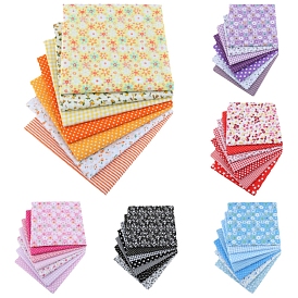 7Pcs Printed Cotton Fabric, for Patchwork, Sewing Tissue to Patchwork, Square