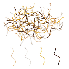 40шт. 4 цвета латунные волнистые штифты с ушком, изогнутая линия