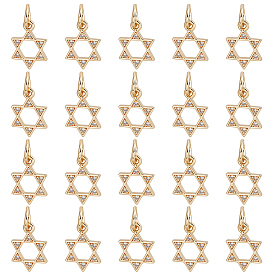 20 шт. Латунные брелоки из прозрачного кубического циркония с микропаве, звезда Давида, с целью перехода в кольце, без кадмия и без свинца