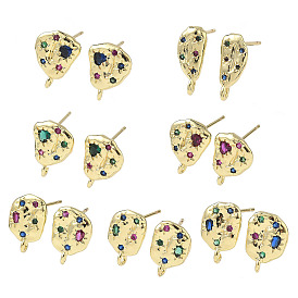 Латунные серьги-гвоздики из циркония, стойки покрытие, прочное покрытие, золотые