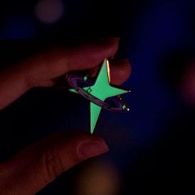 Luminous Glow in the Dark Star Enamel Pin, Alloy Badge for Backpack Clothes