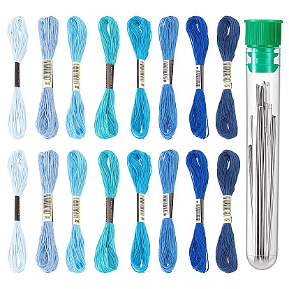 DIY Embroidery Kits, including Stainless Steel Yarn Needles and Polycotton Embroidery Floss