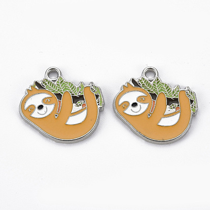 Crémaillère placage pendentifs en émail d'alliage, sans cadmium et sans plomb, platine, la paresse