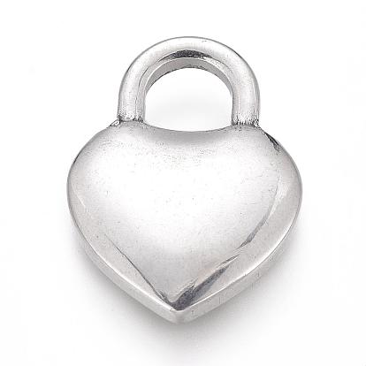 304 Stainless Steel Pendants, Heart Lock