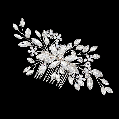 1pc свадебные гребни для волос, со стразами и пластиковыми бусинами, аксессуары для волос для женщин