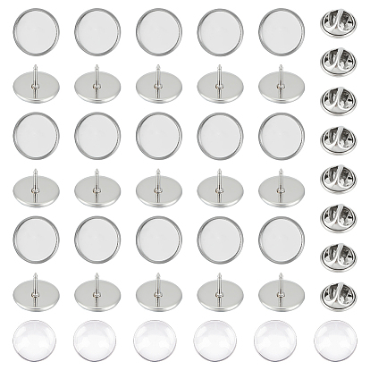 Набор для самостоятельного изготовления броши-купола, в том числе 304 настройки основы броши из нержавеющей стали, Кабошоны из стекла