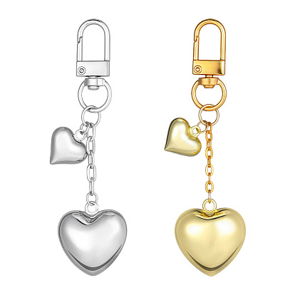 2 pièces 2 couleurs pendentifs en laiton en forme de cœur, fermoirs alliage pivotantes