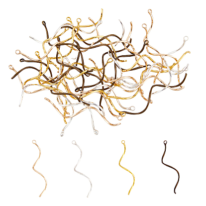 40шт. 4 цвета латунные волнистые штифты с ушком, изогнутая линия