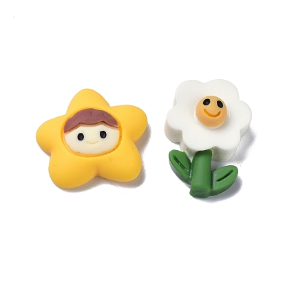 Opaque Resin Cabochons, for DIY Decoration, Star & Flower