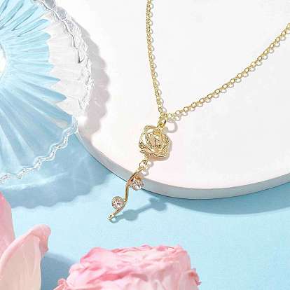 Brass Flower Pendants Necklace, Cable Chains Necklaces