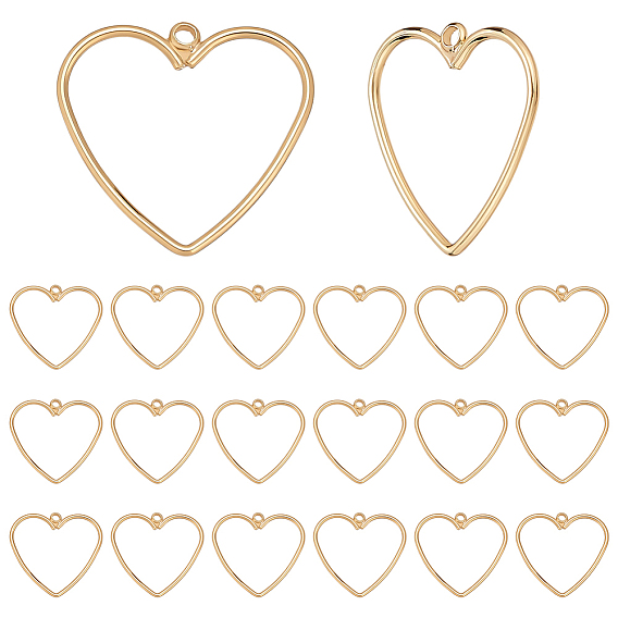20 латунные подвески шт., без никеля , сердце