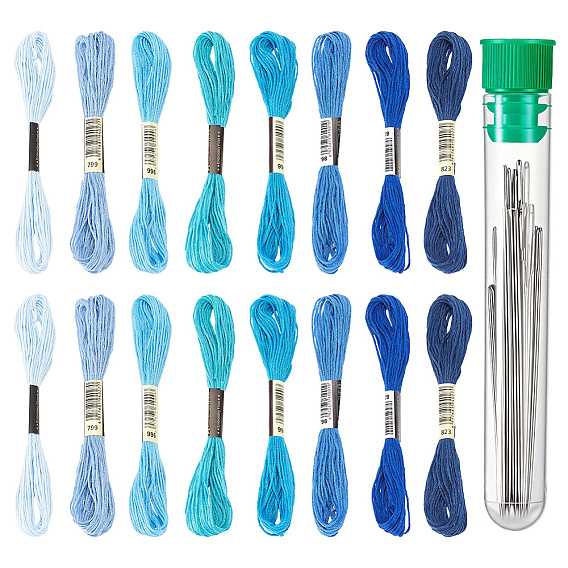 Kits de broderie bricolage, y compris des aiguilles à fil en acier inoxydable et du fil à broder en polycoton