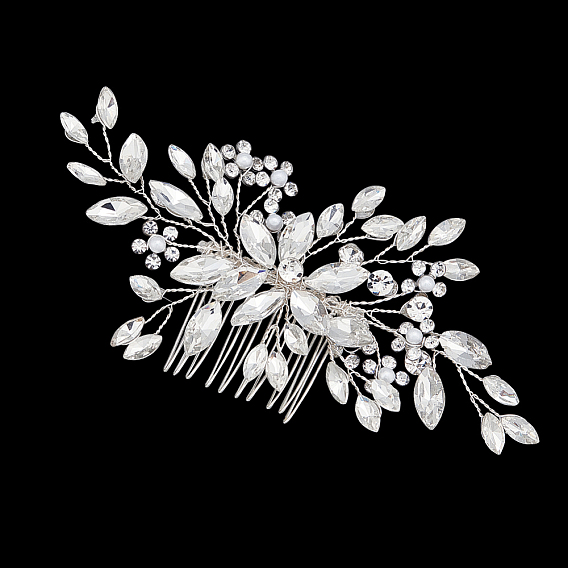 1pc свадебные гребни для волос, со стразами и пластиковыми бусинами, аксессуары для волос для женщин