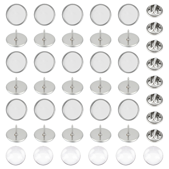 Набор для самостоятельного изготовления броши-купола, в том числе 304 настройки основы броши из нержавеющей стали, Кабошоны из стекла