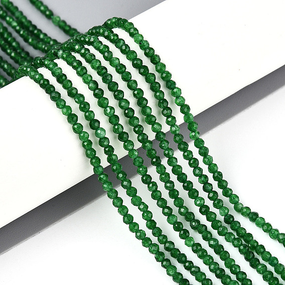 Природного кварца нитей бисера, круглые, имитация изумруда, граненые, окрашенные