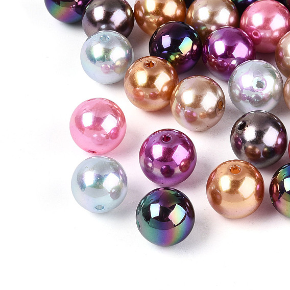 Непрозрачные акриловые бусины с УФ-покрытием, жемчужные, круглые